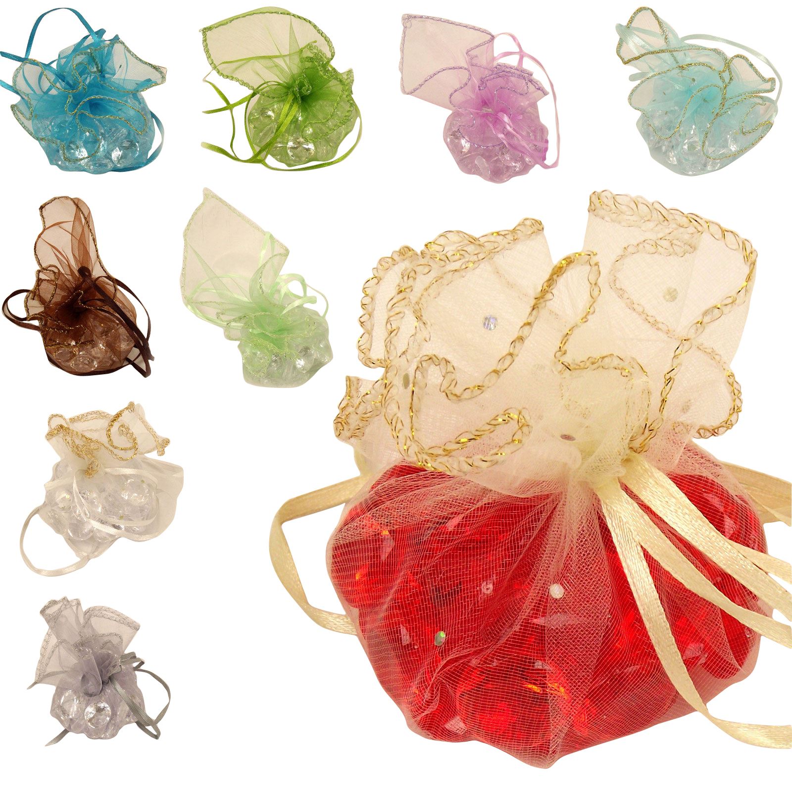 25x Organza Ruffle Pouches