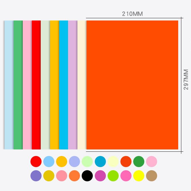 20 Colours Assorted 100 Sheets 75gsm A4 Size Color Paper - Printing Craft Multicolour