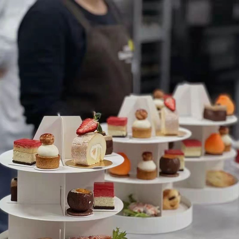 Title 1: High-grade French Mousse Three-layer Dessert Display Packing Box, Afternoon Tea Dessert Table Cake Pastry Box