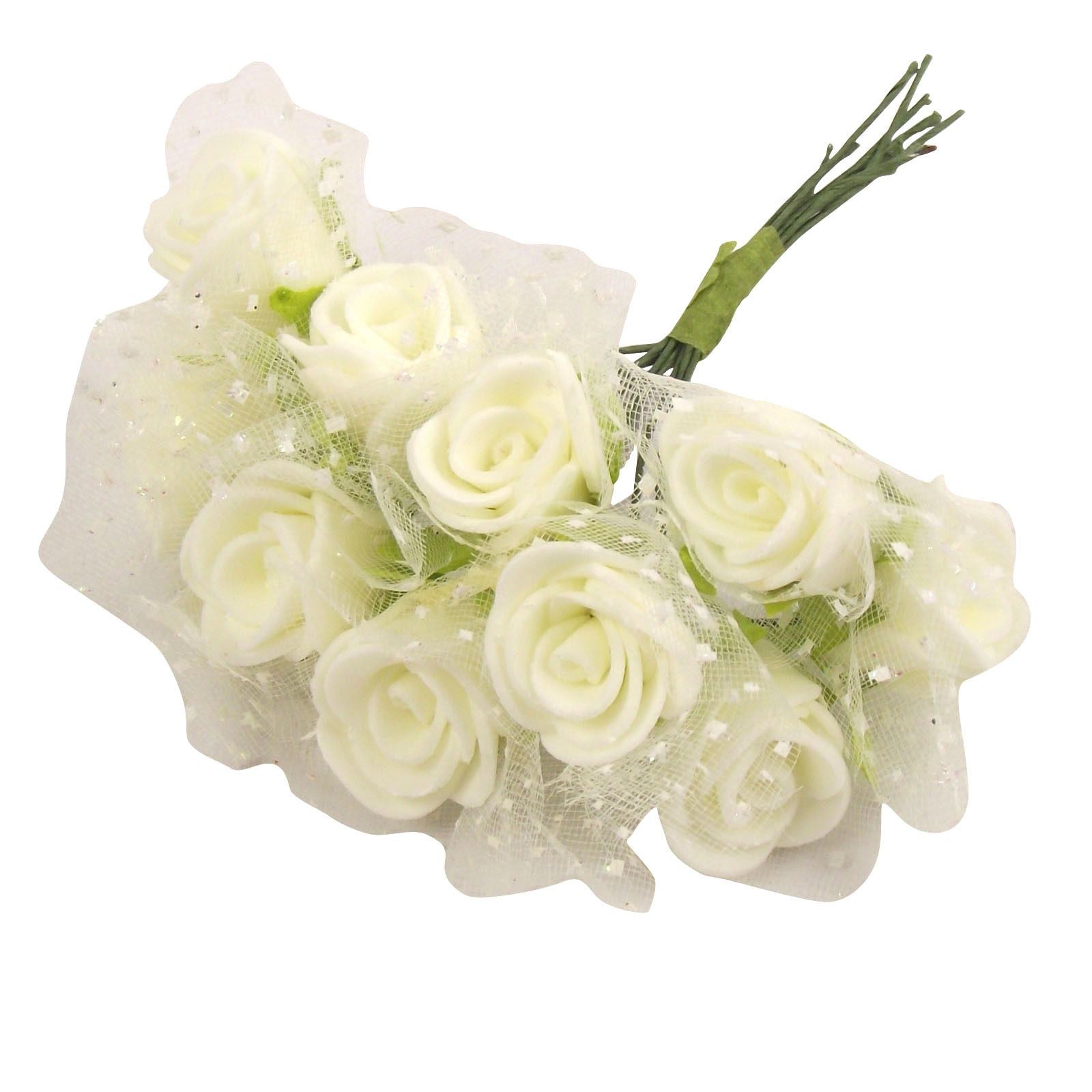 10x Mini Rose Buds with Tulle