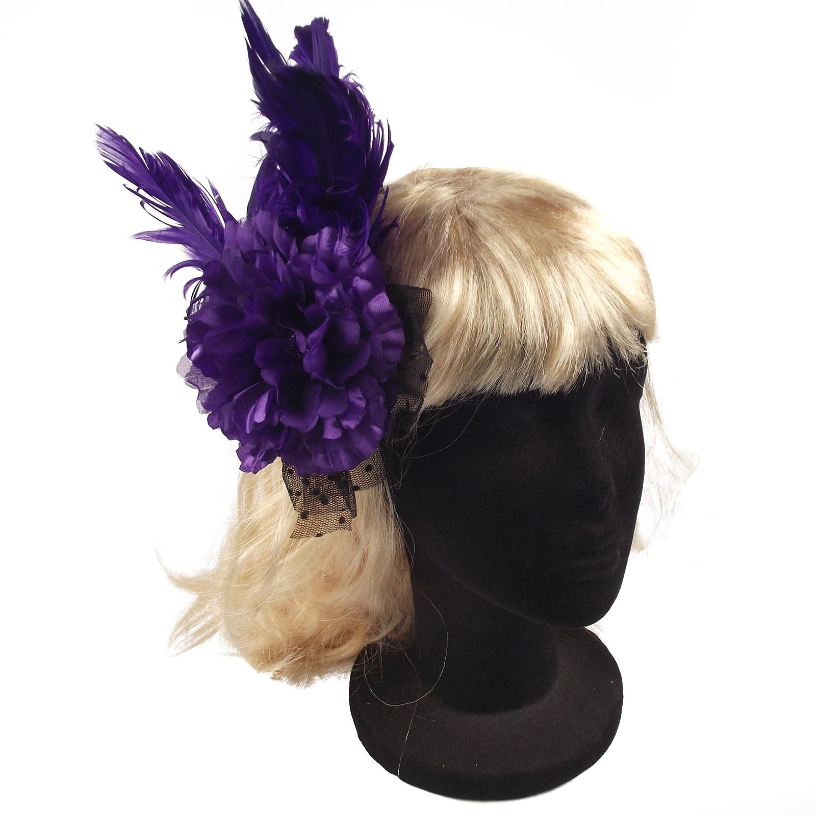 Burlesque Ostrich Feather and Diamond Fascinator