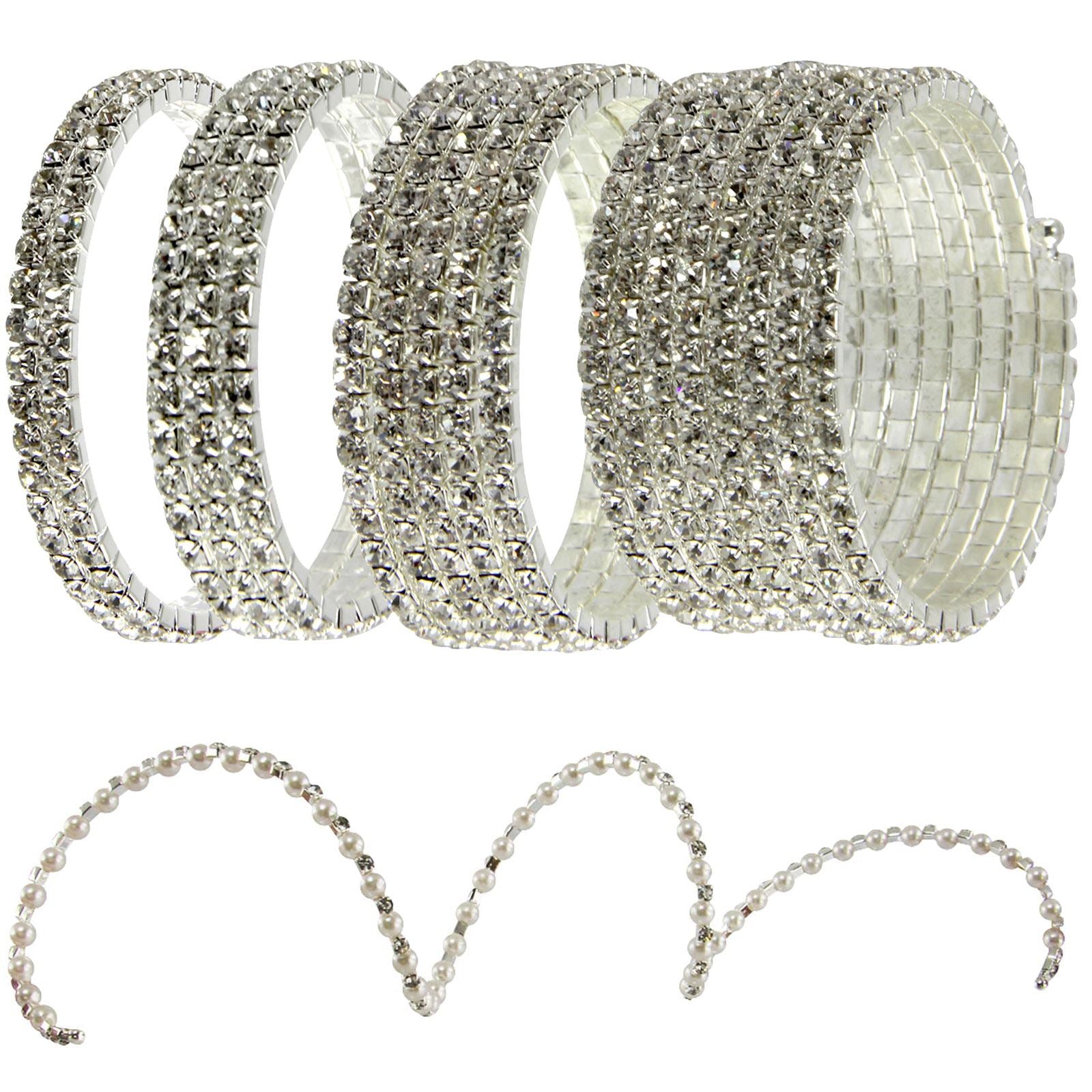 Wrap-Around Diamante Corsage Bracelets