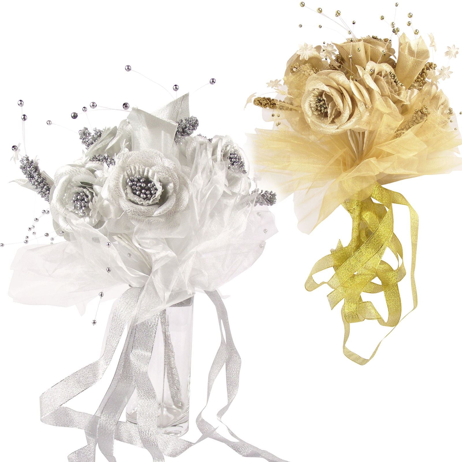 Metallic Gold or Silver Bridal Bouquet
