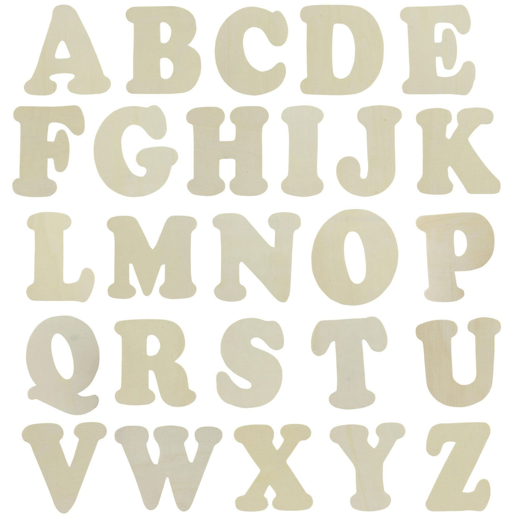 Large Natural Wood Flat Alphabets