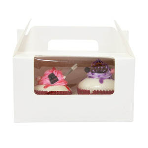 Large Coloured Double Cupcake Boxes with Window and Handle