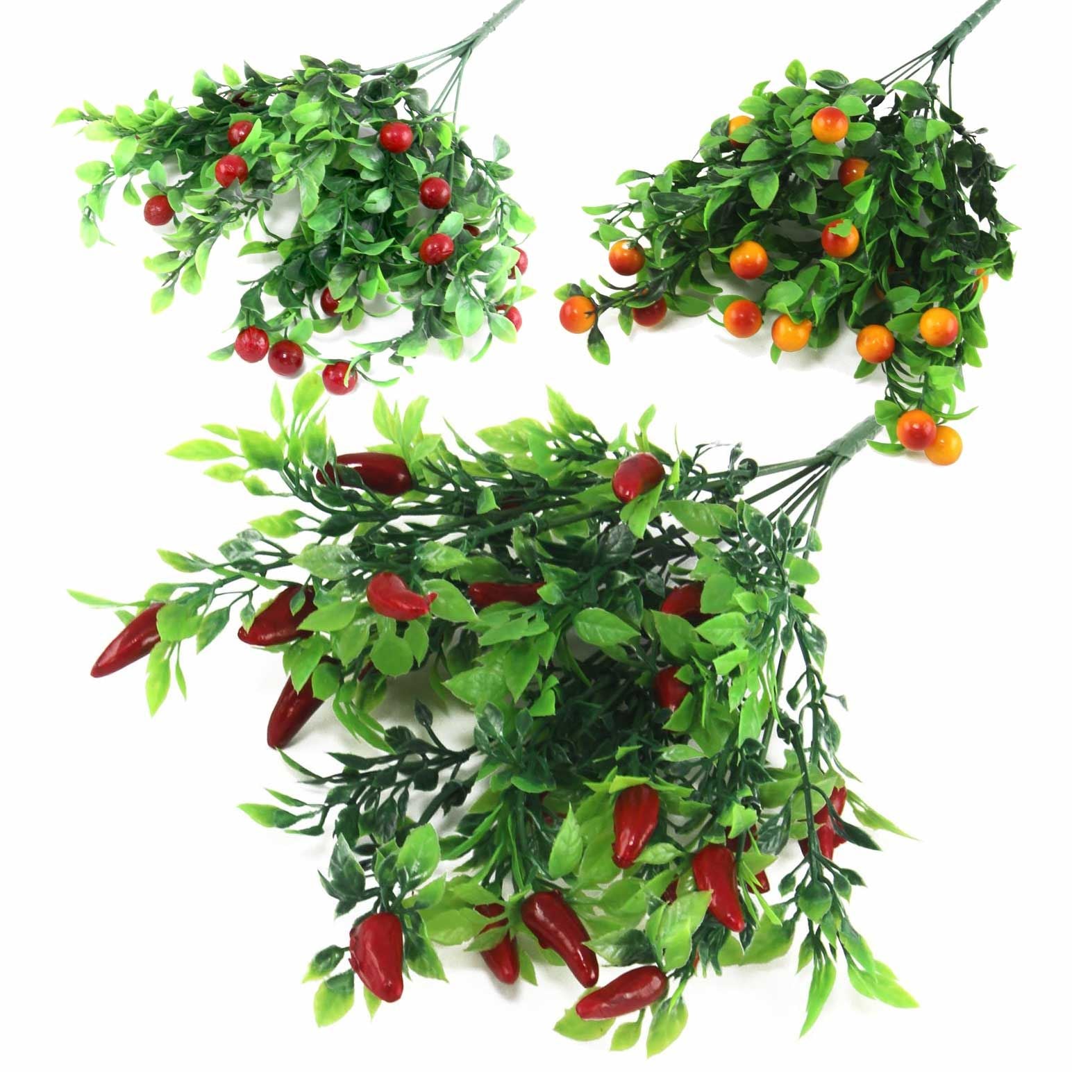 Plastic Chilli, Kumquat and Berry Bunches