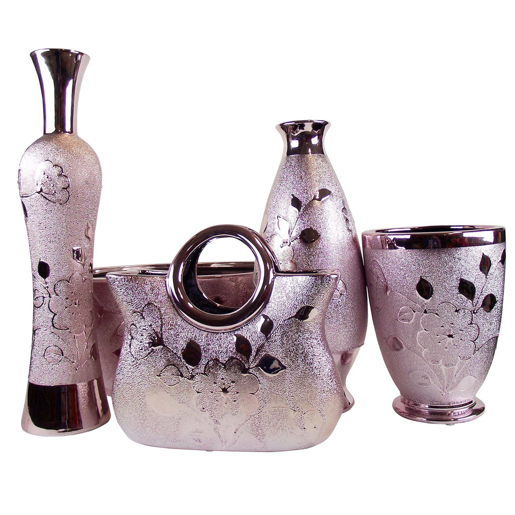 Pretty Pink Chrome Vases
