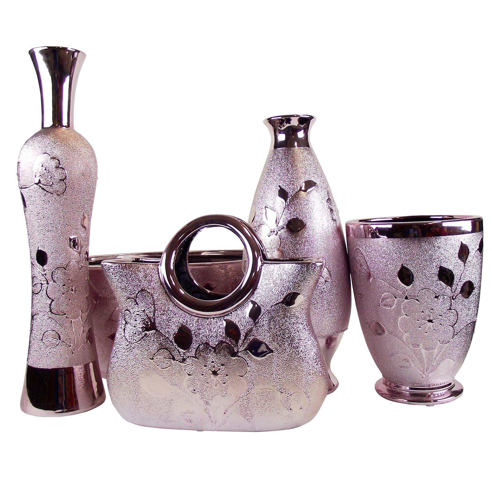 Pretty Pink Chrome Vases