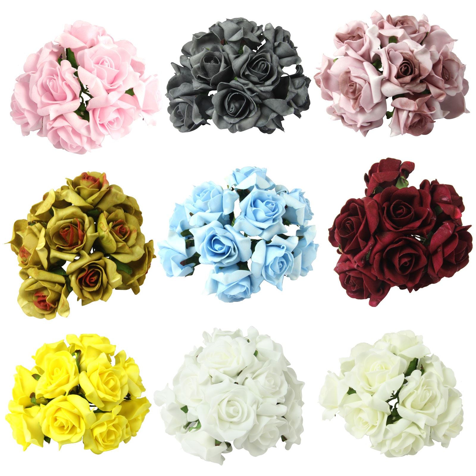 Bunch of 10 Post-Dye Foam Roses