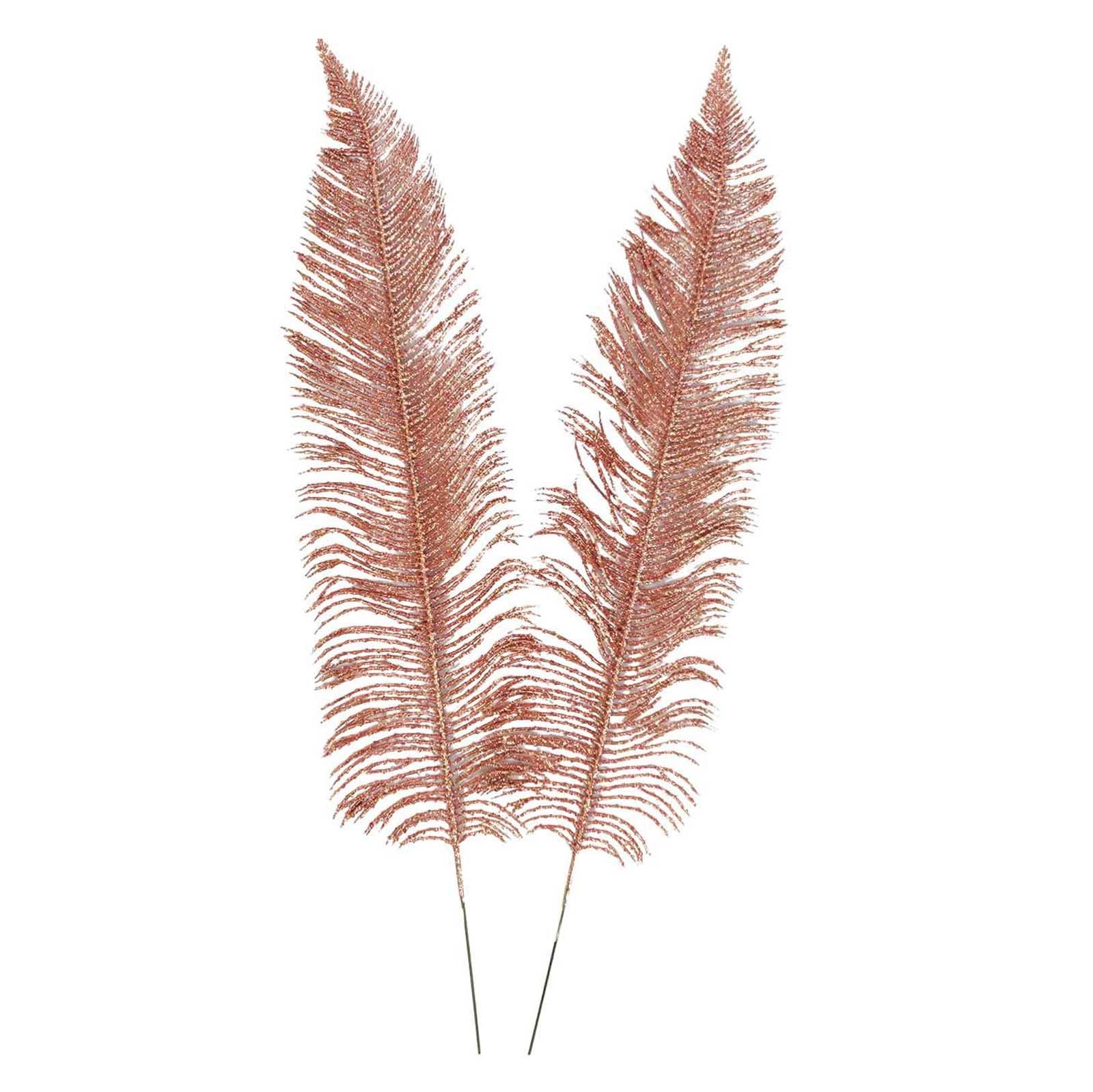 2x Large Heavy Glittered Spiky Feather Leaf