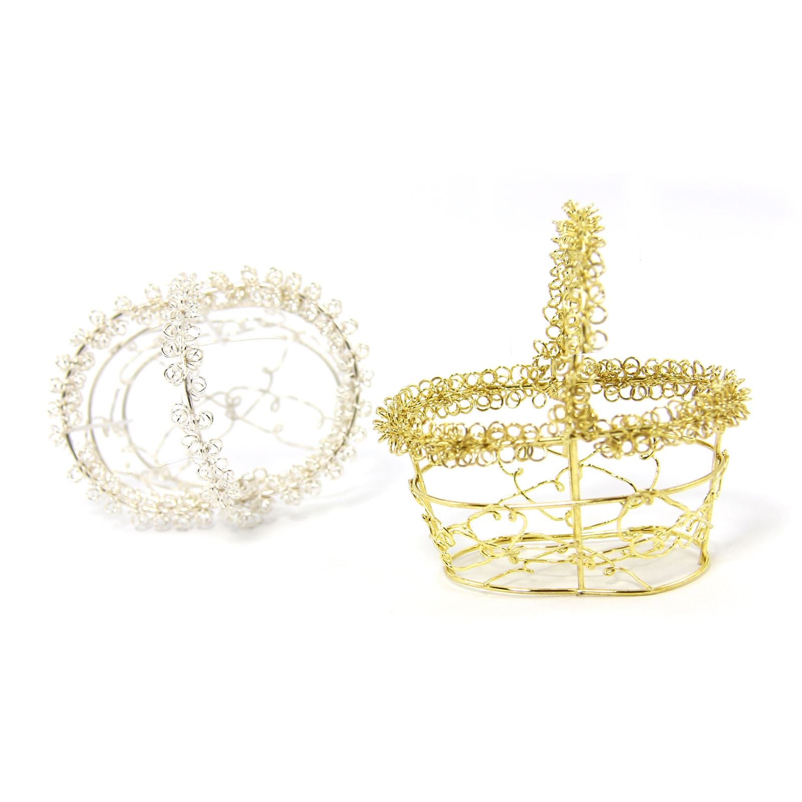 Mini Favour Wire Baskets in Gold or Silver