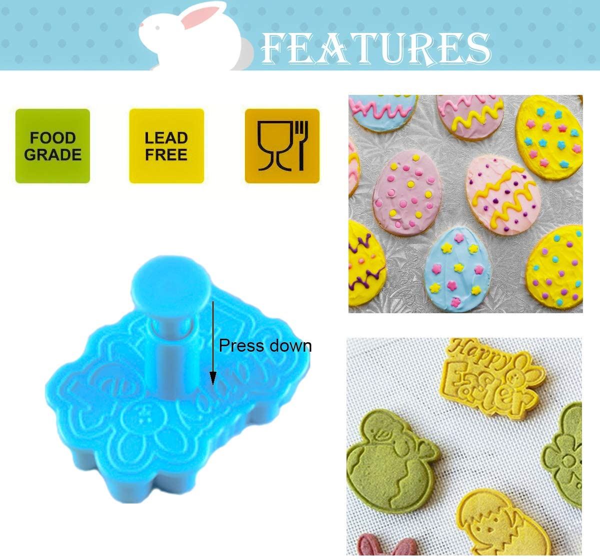 3D Embossing Easter Cookie Cutter Mould Set