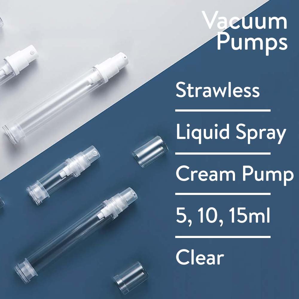 Airless and Strawless Cream and Spray Dispenser Travel Bottles
