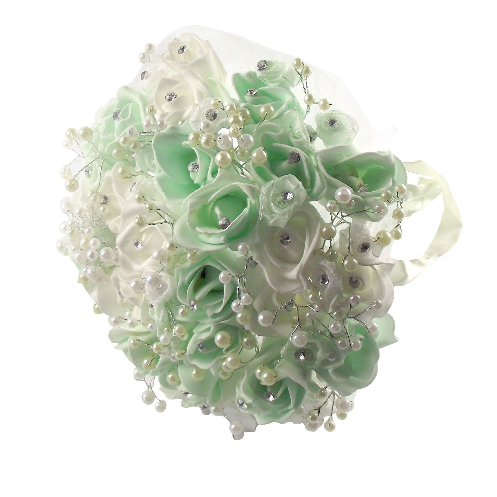 Rosebud, Diamante and Pearl Bridal Bouquet