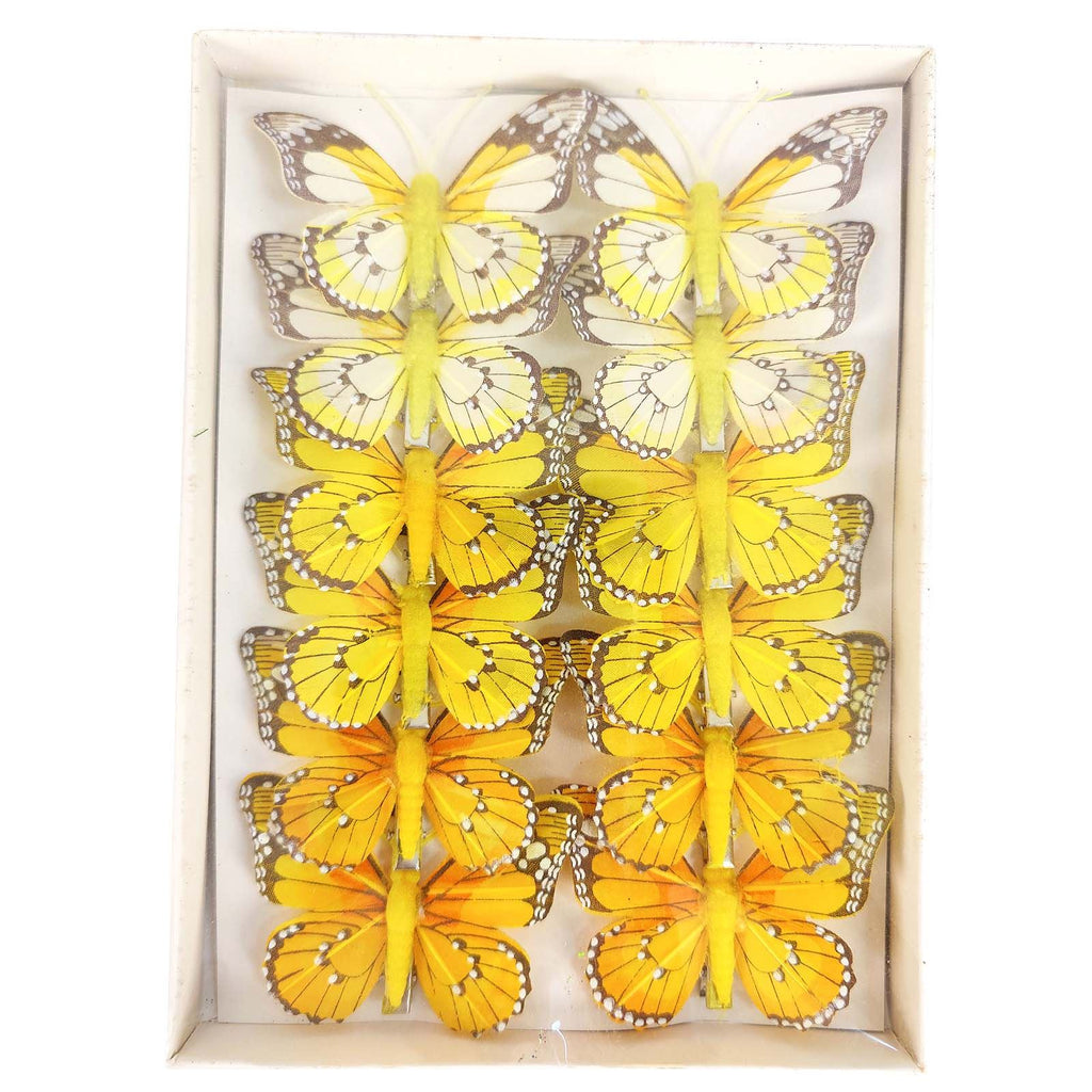 Box of 12 Premium Feather Butterfly Clips