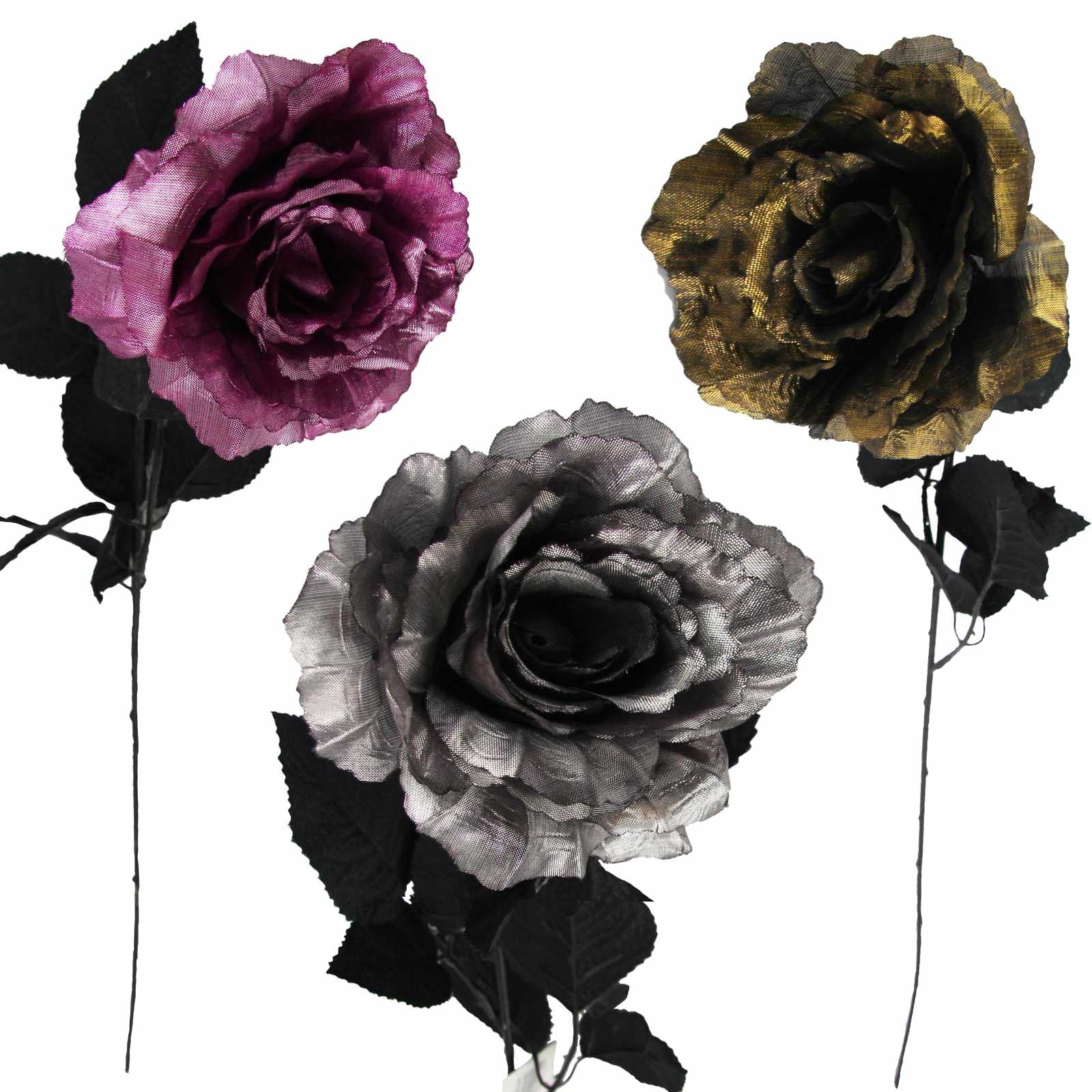 Metallic Rose with Black Stem