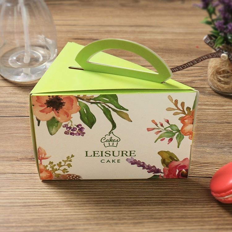 10x Large Floral Printed Triangular Cake Slice Boxes