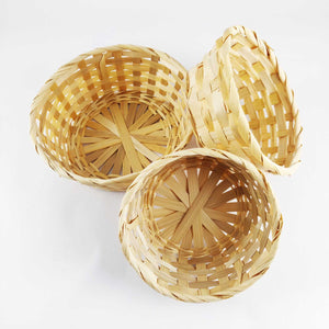 Set of Three Flat Tray Round Baskets