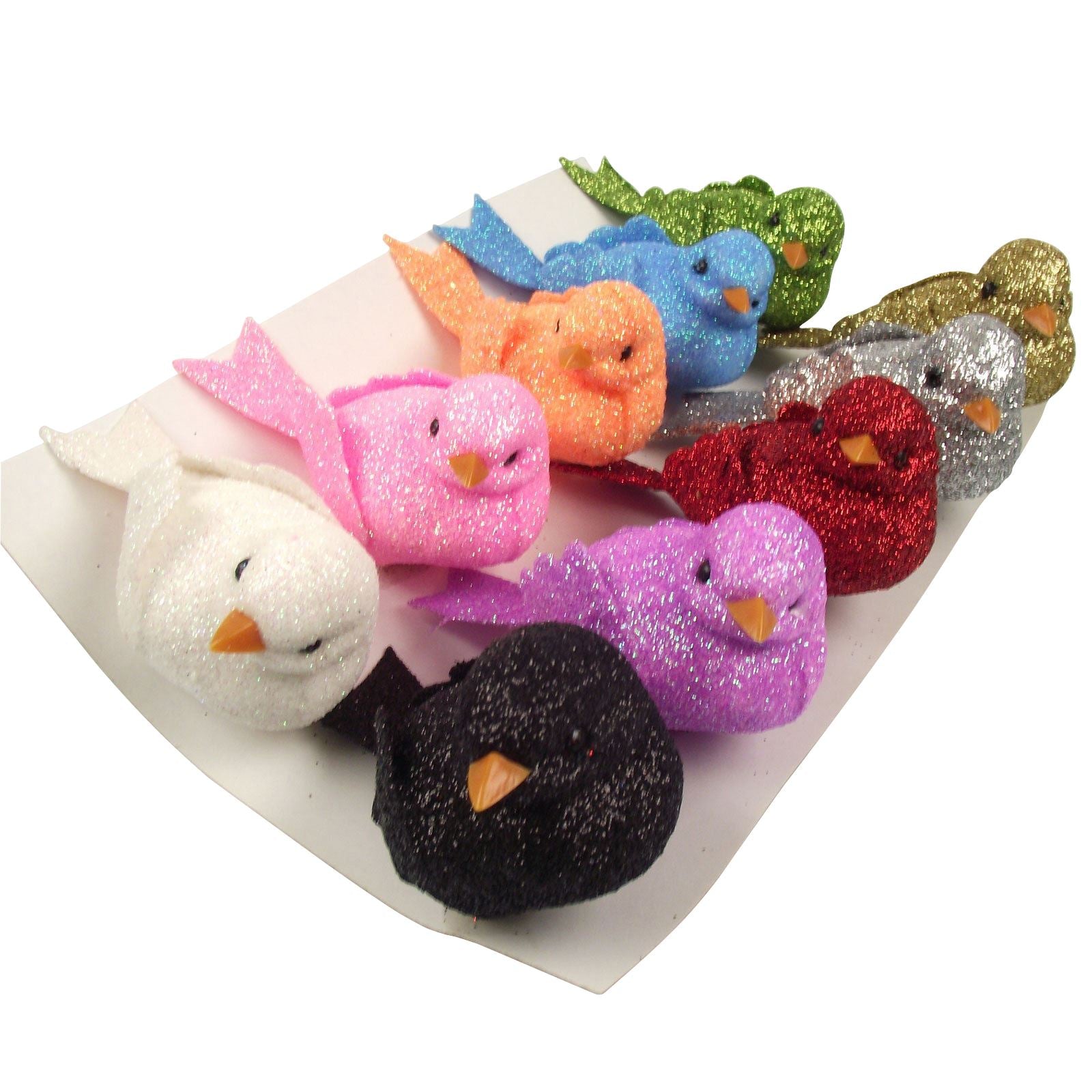Set of 10 Glitter Fat Robins