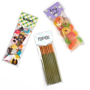 20x Long Slim Cellophane Bags with Card Tops