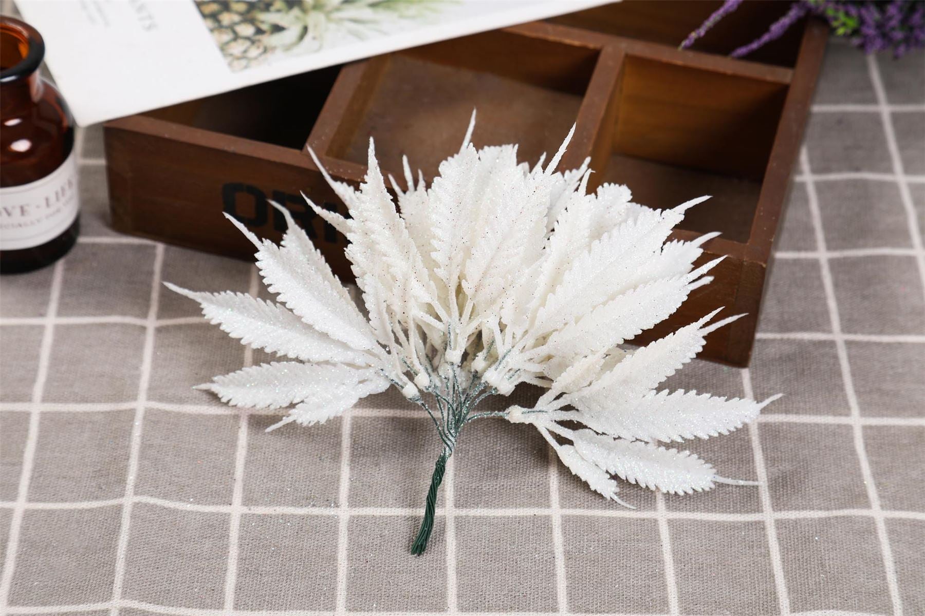 Bundle of 6 Mini Glitter Palm Leaves