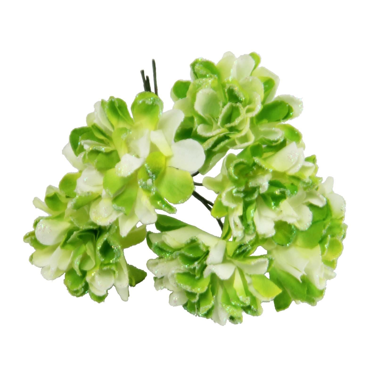 2x Bunches of Mini Glitter Paper Carnation Flowers