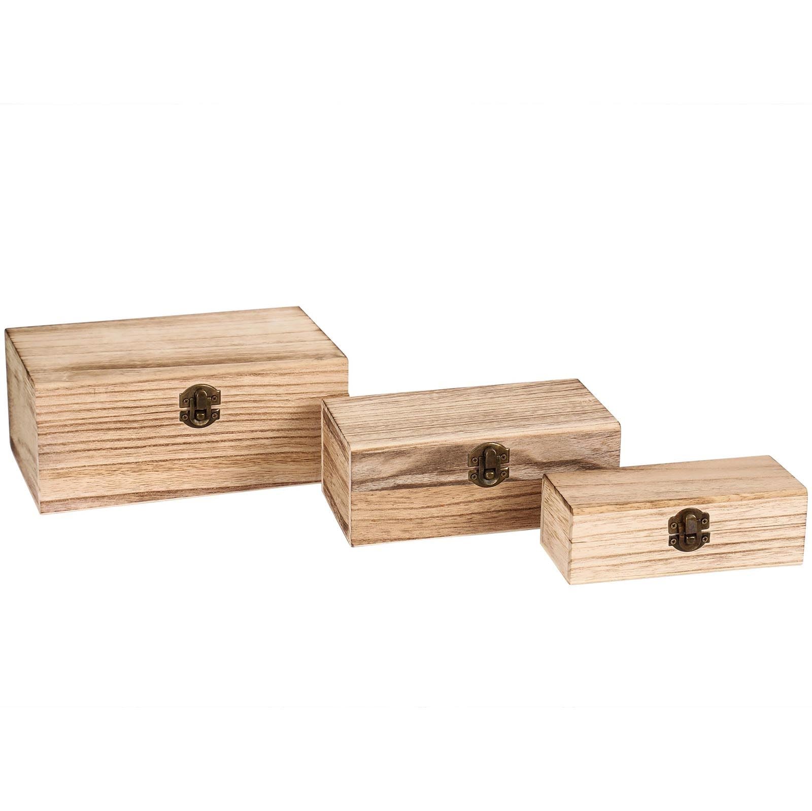 Set of 3 Dark Wood Mini Treasure Chests