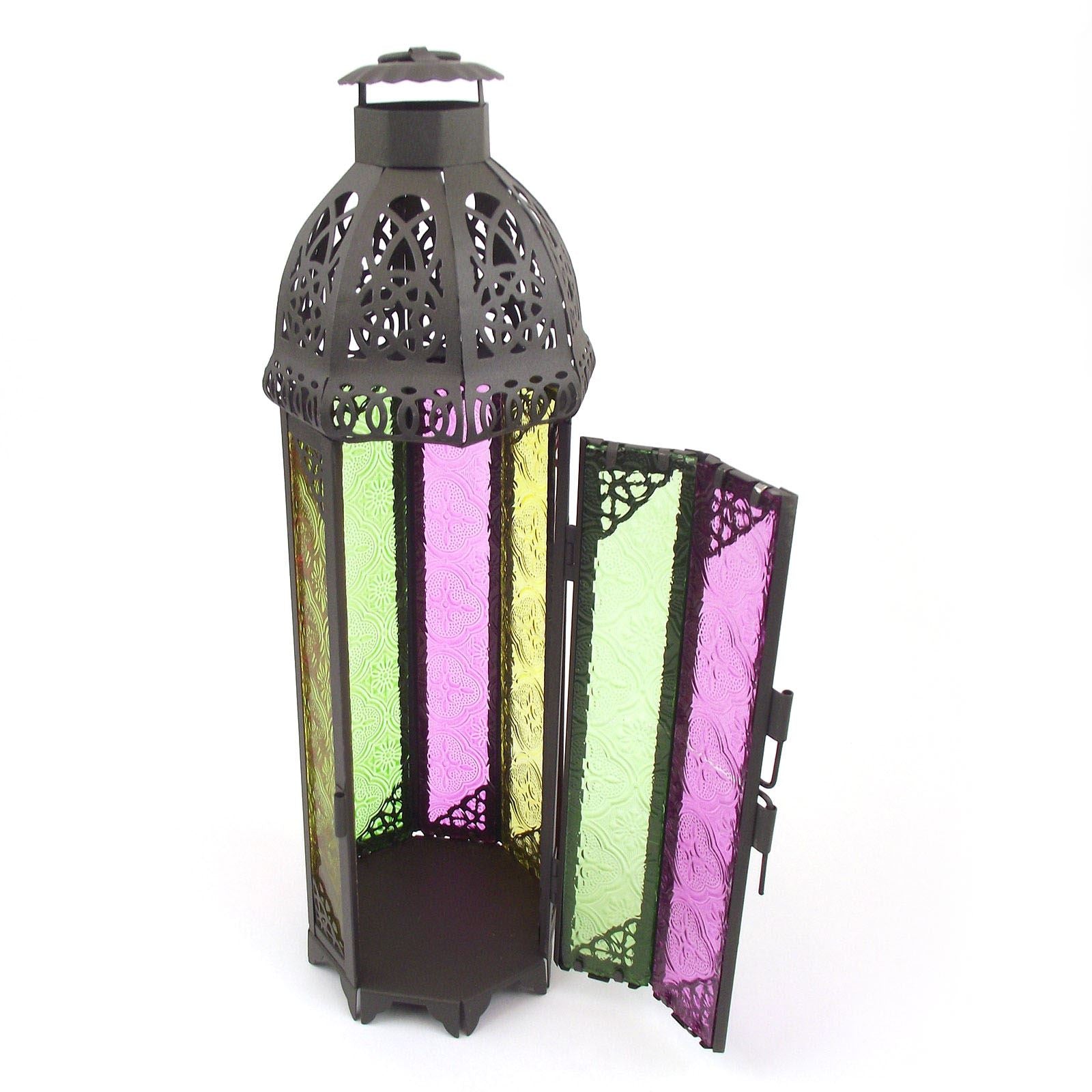 Moroccan Multicolour Stained Glass Candle Lantern