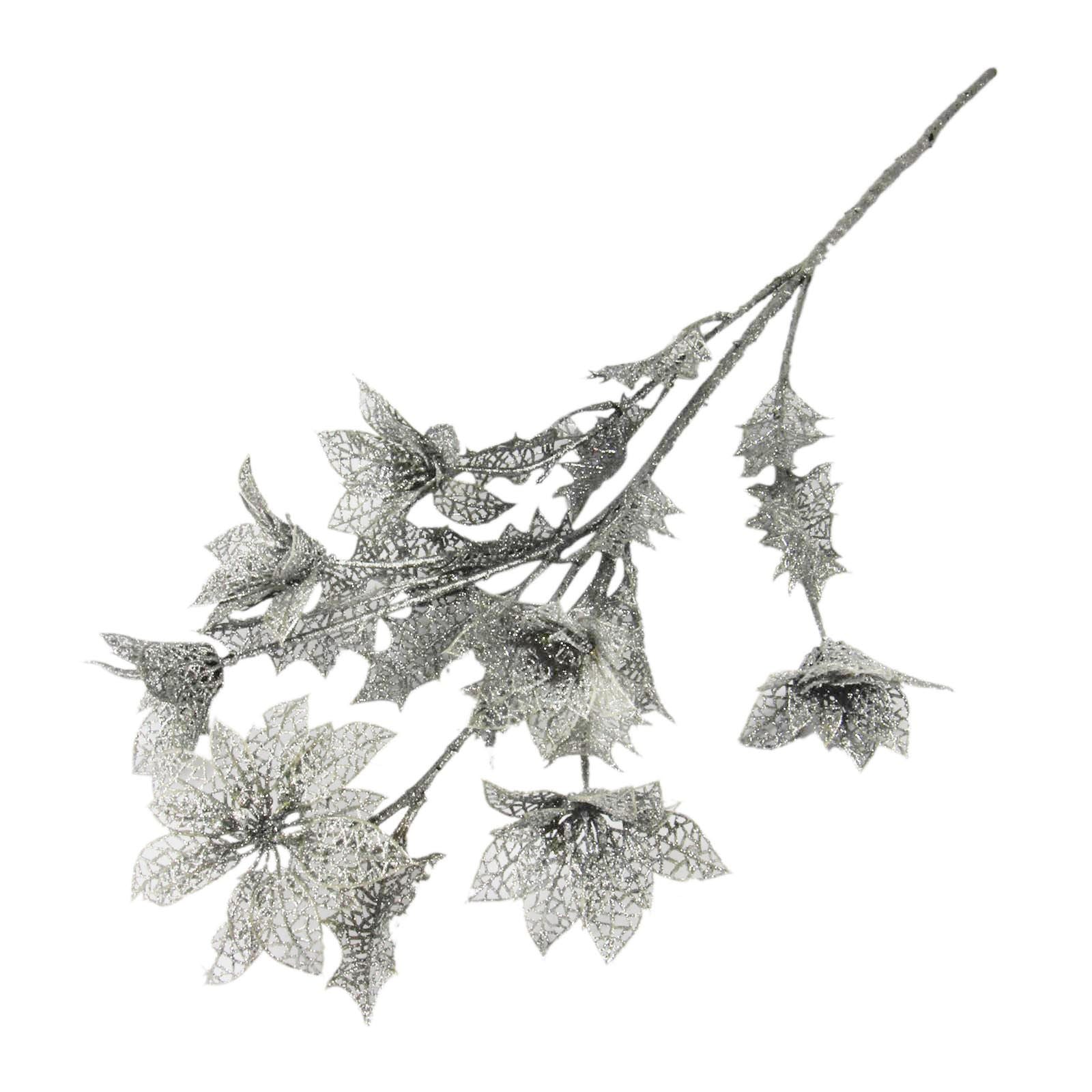 Large Heavy Glittered Poinsettia Spray