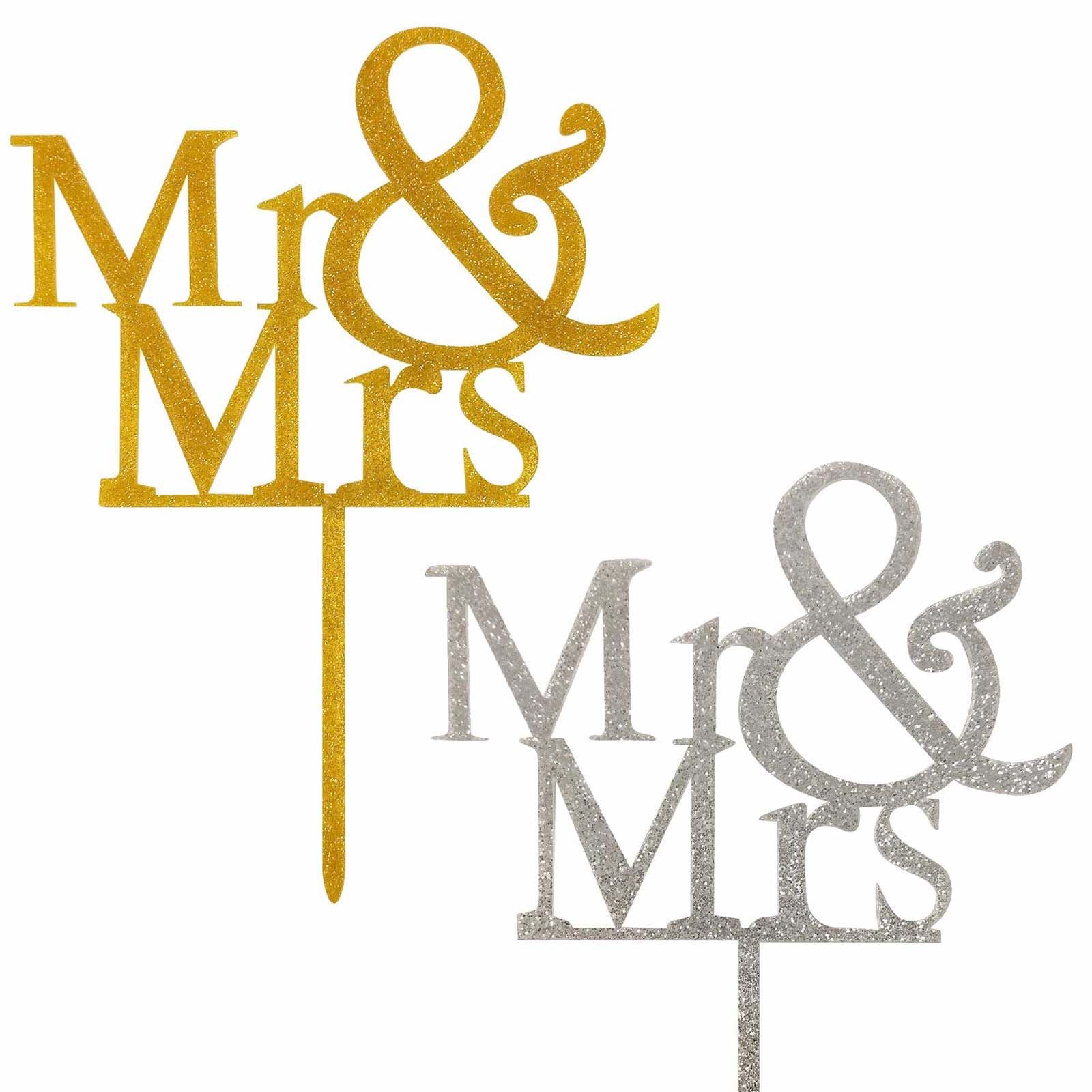 Acrylic Glitter Mr & Mrs Cake Topper