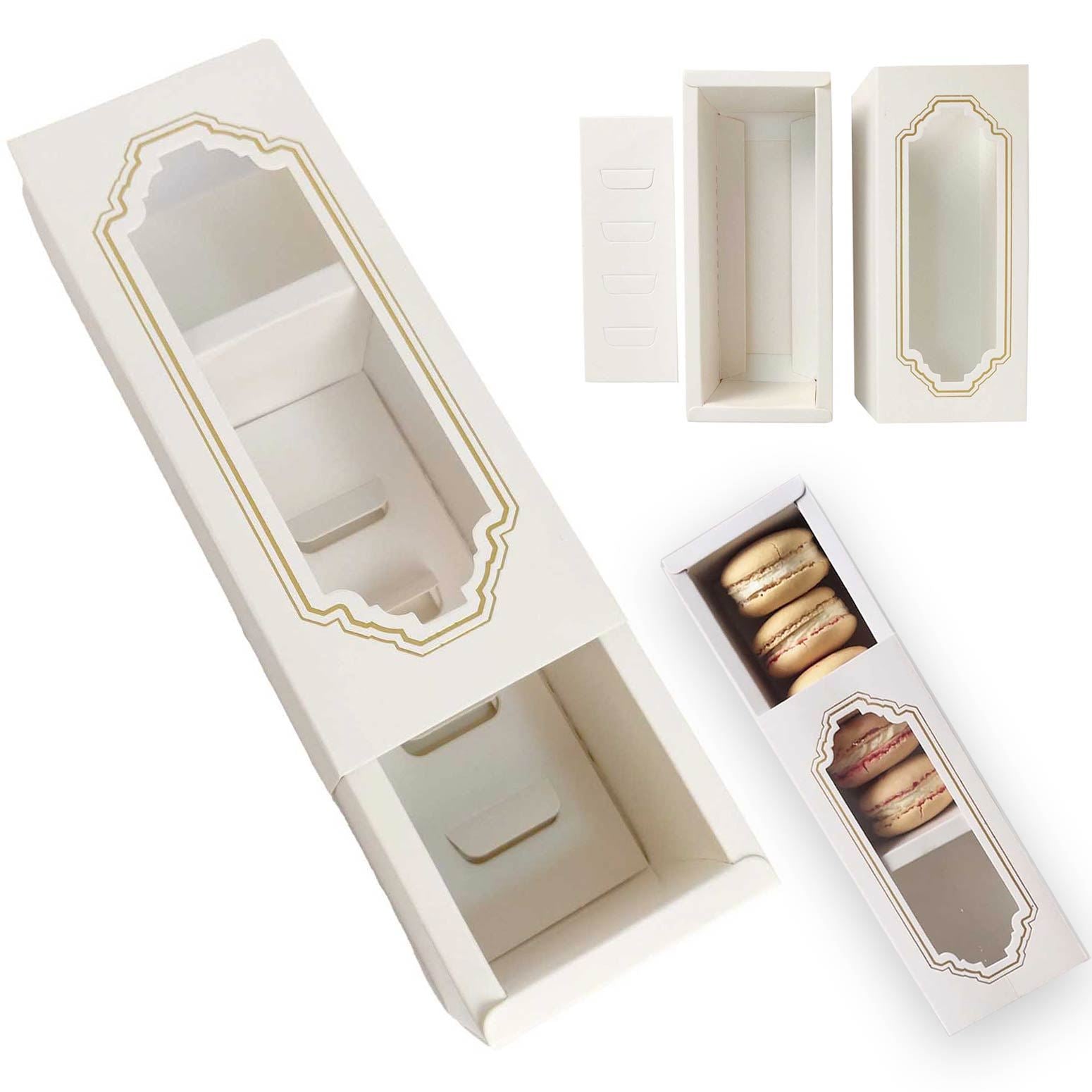 Premium White Windowed Macaron Boxes