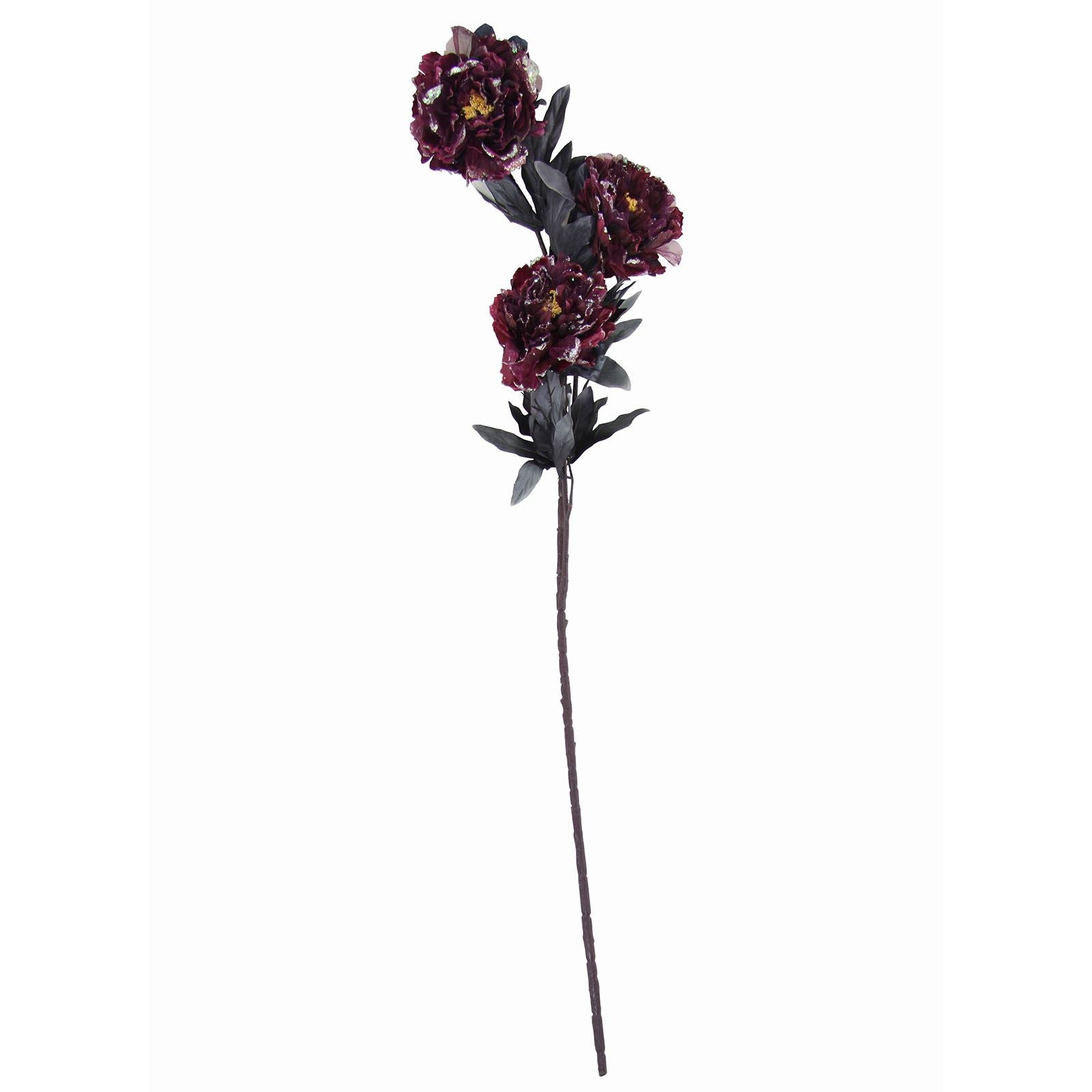 3 Head Gothic Glitter Peony Spray