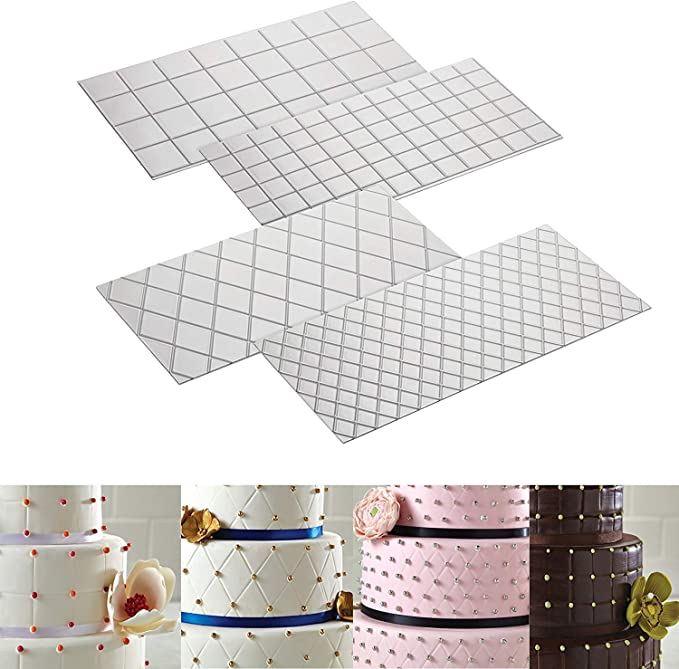 Set of 4 Transparent Fondant Square Pattern Embossers