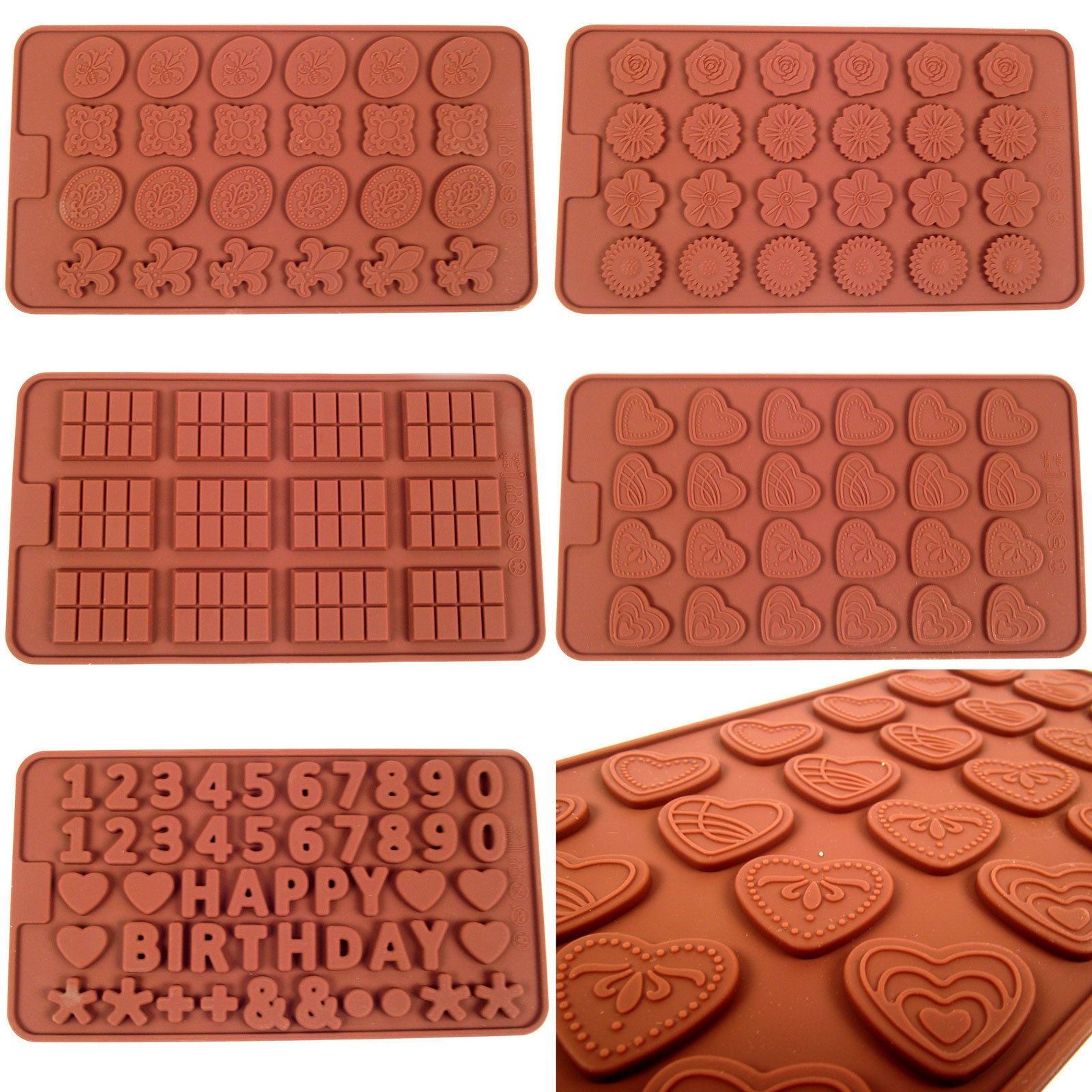 Set of 5 Button Silicone Moulds