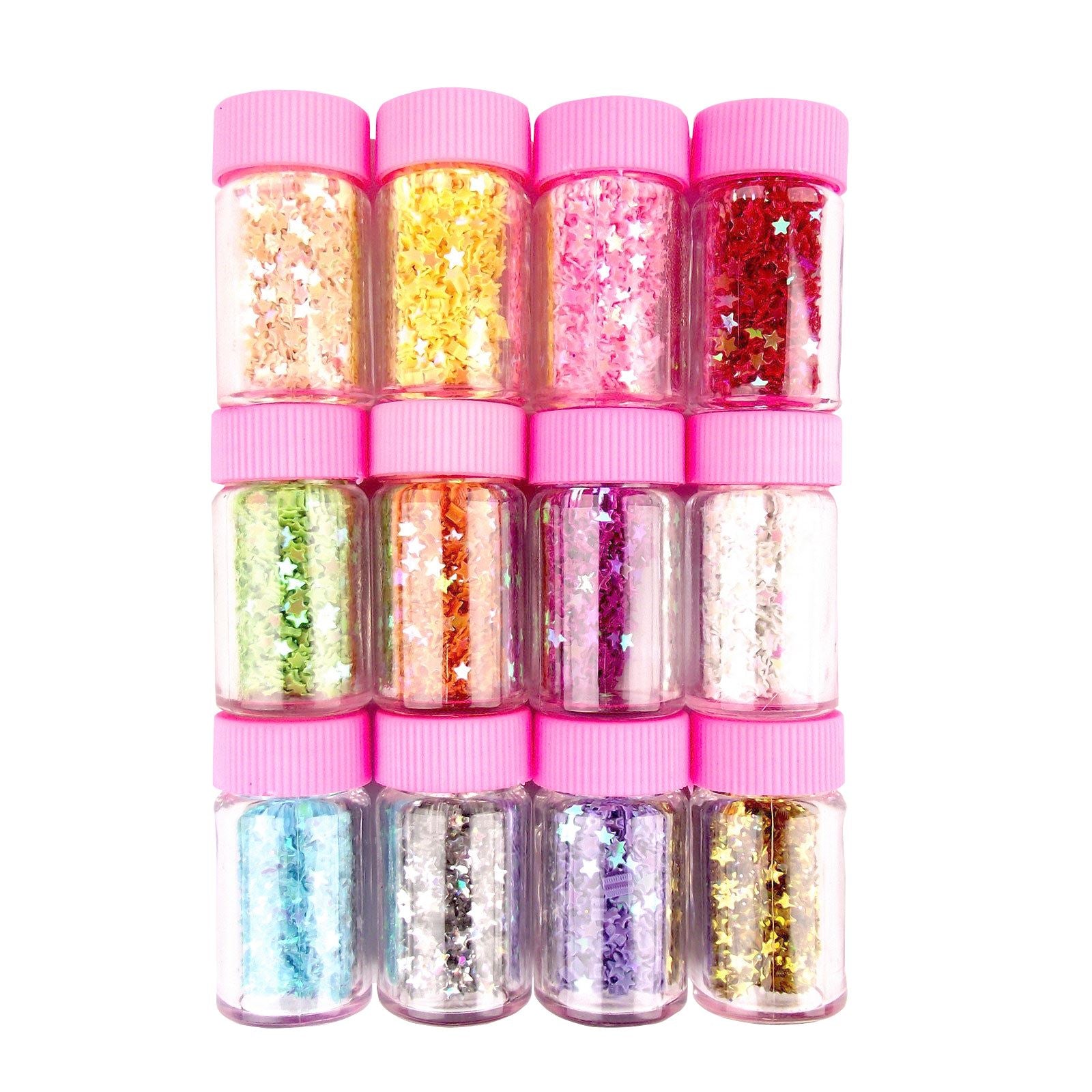 Multipack of 12 Star or Plain Glitter Bottles
