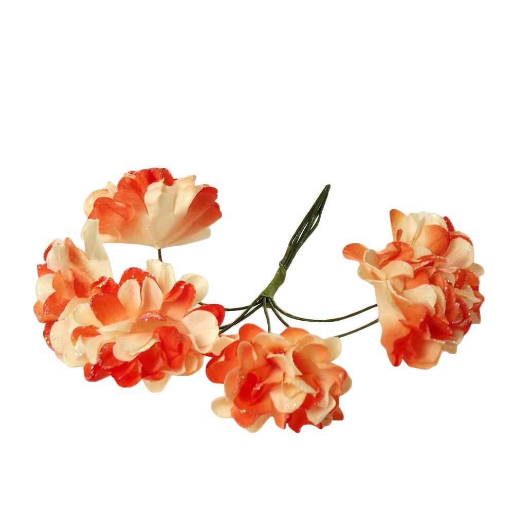 Bunch of 6 Mini Glittered Paper Carnations