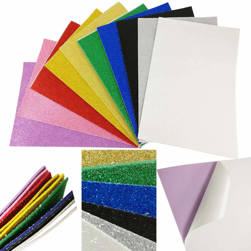 10x Self Adhesive Glitter A4 Eva Foam