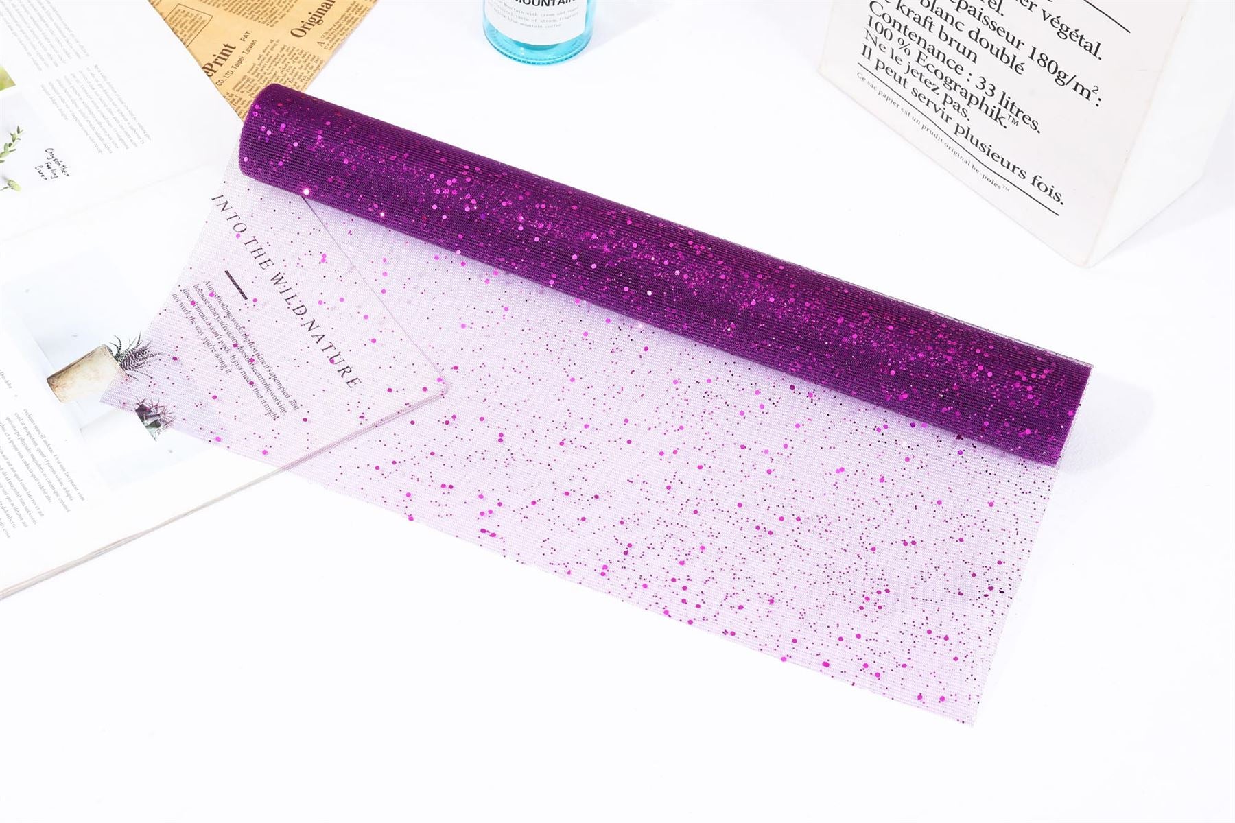 Glitter Sequin Studded Organza Mesh Fabric