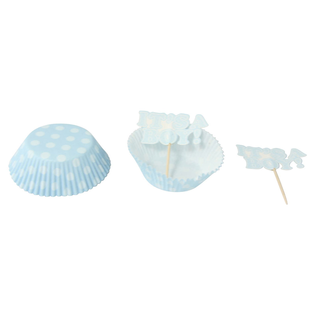 Patterned Cupcake Cases With Toppers (48 Piece)