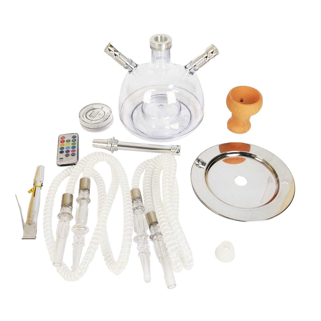 Premium Acrylic 2 Hose Hookah - Unbreakable Double Pipe Party Shisha Set