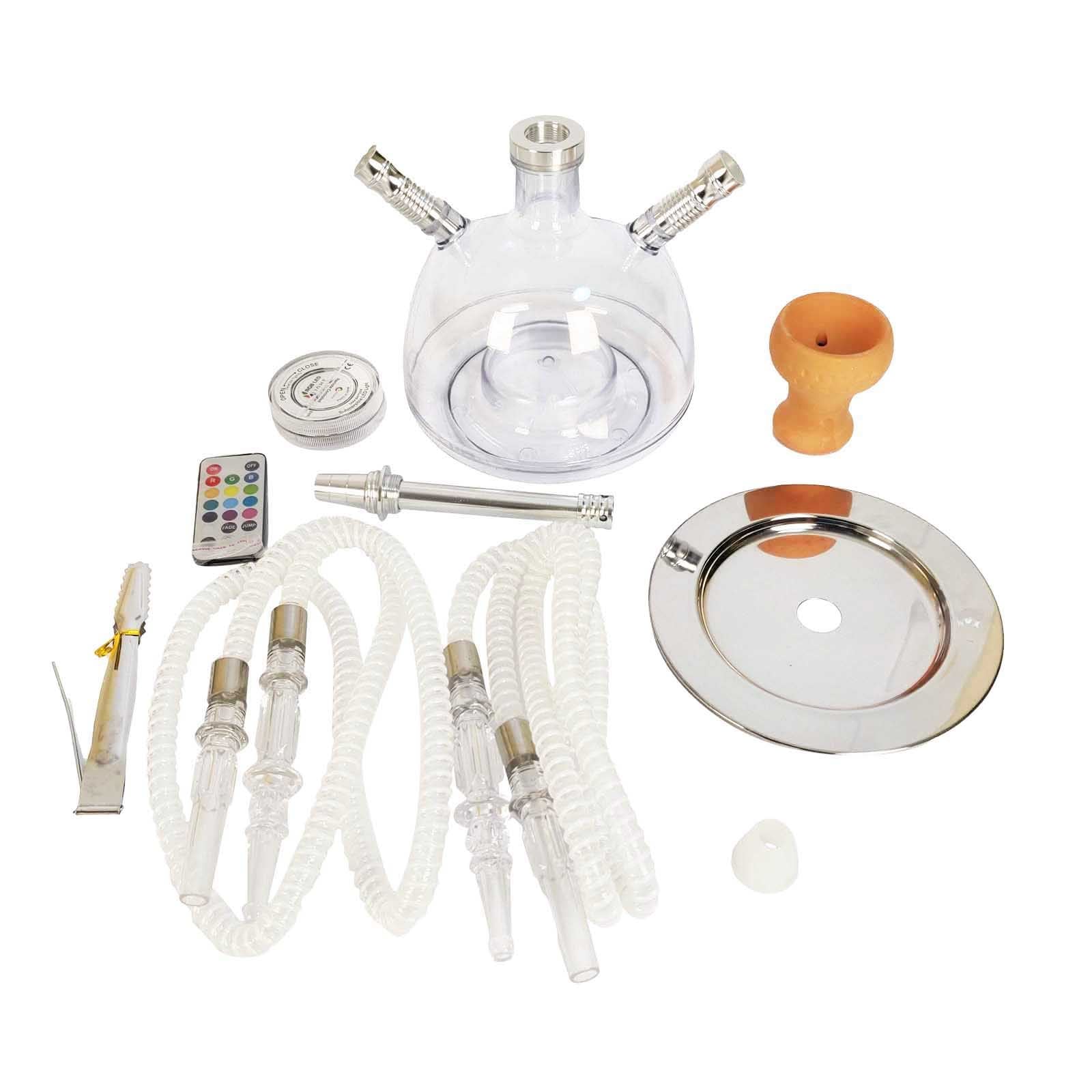 Premium Acrylic 2 Hose Hookah - Unbreakable Double Pipe Party Shisha Set
