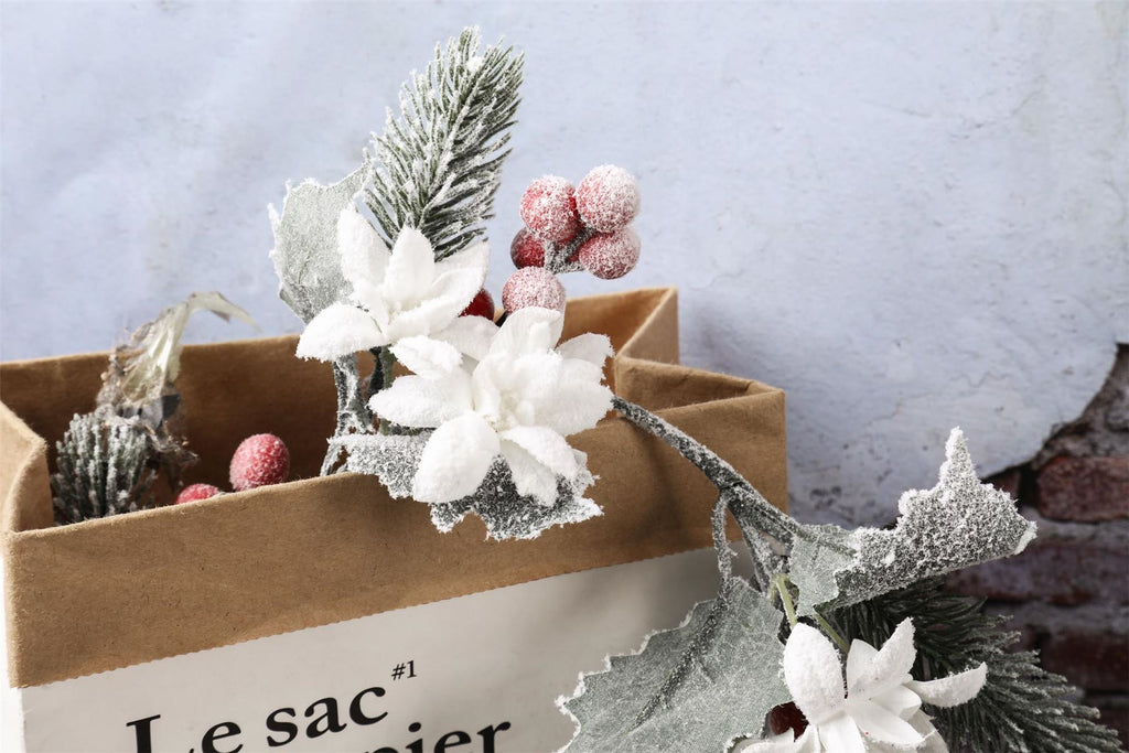 Premium Frosted Xmas Flower Wreath and Garland