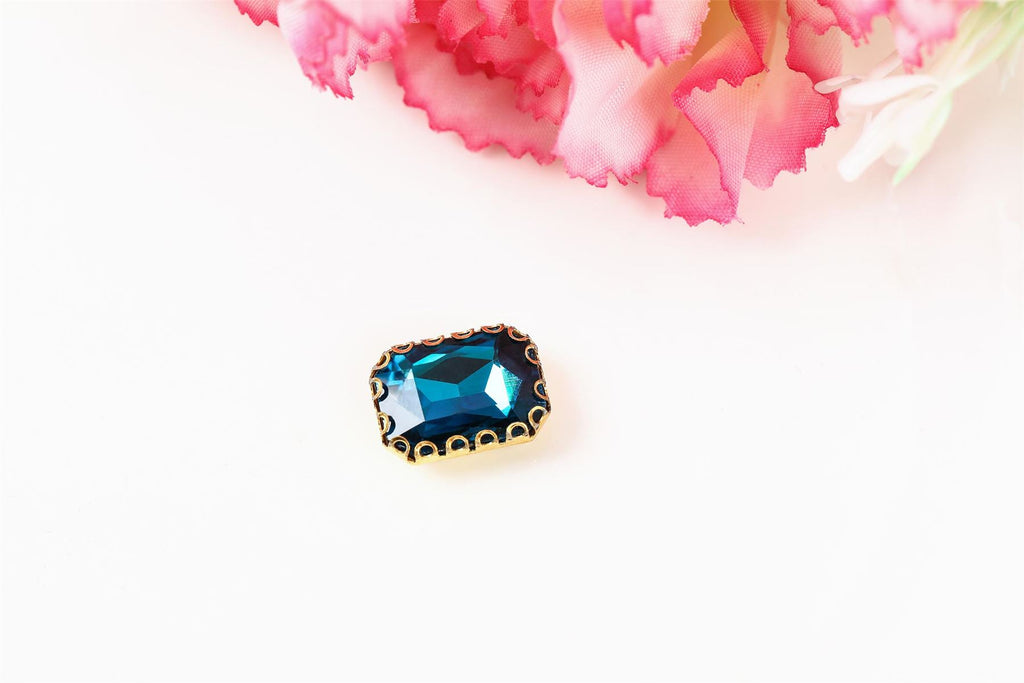 Coloured Large Rectangular Rhinestones in Setting