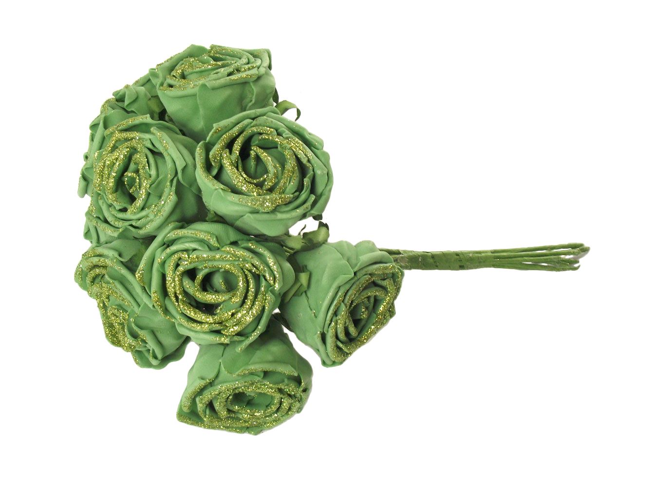 Bunch of 10 Glitter Foam Roses