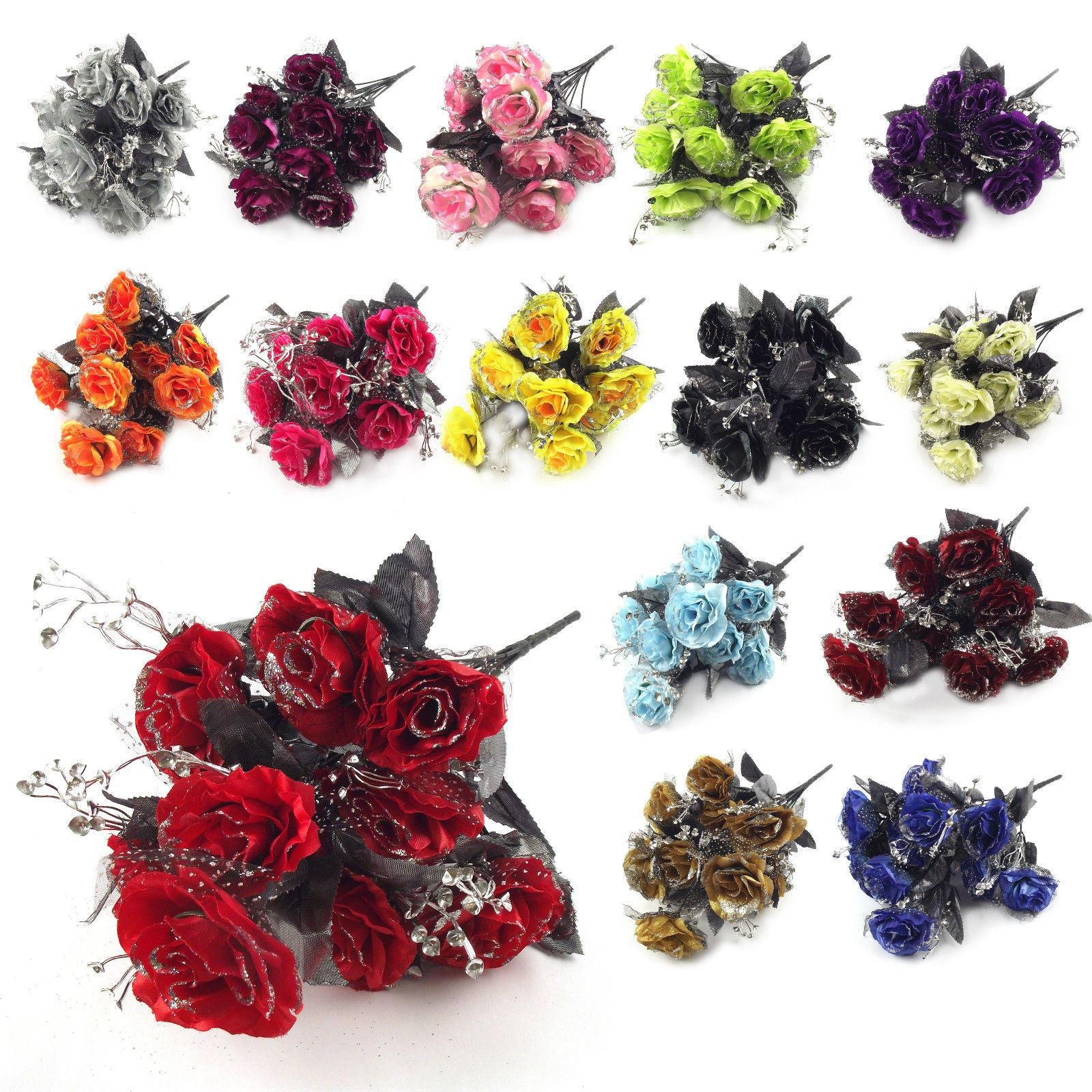 Large 12 Head Bling Glitter Vivid Bouquet