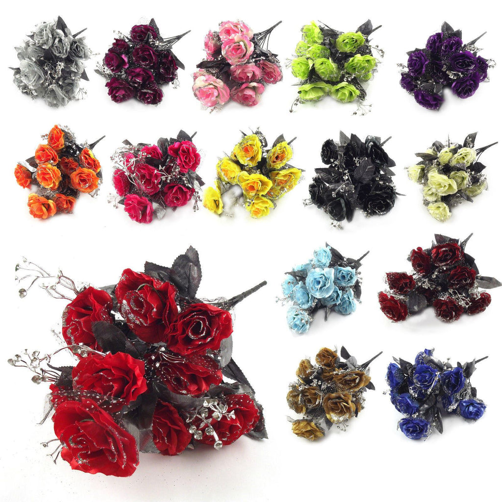 Large 12 Head Bling Glitter Vivid Bouquet