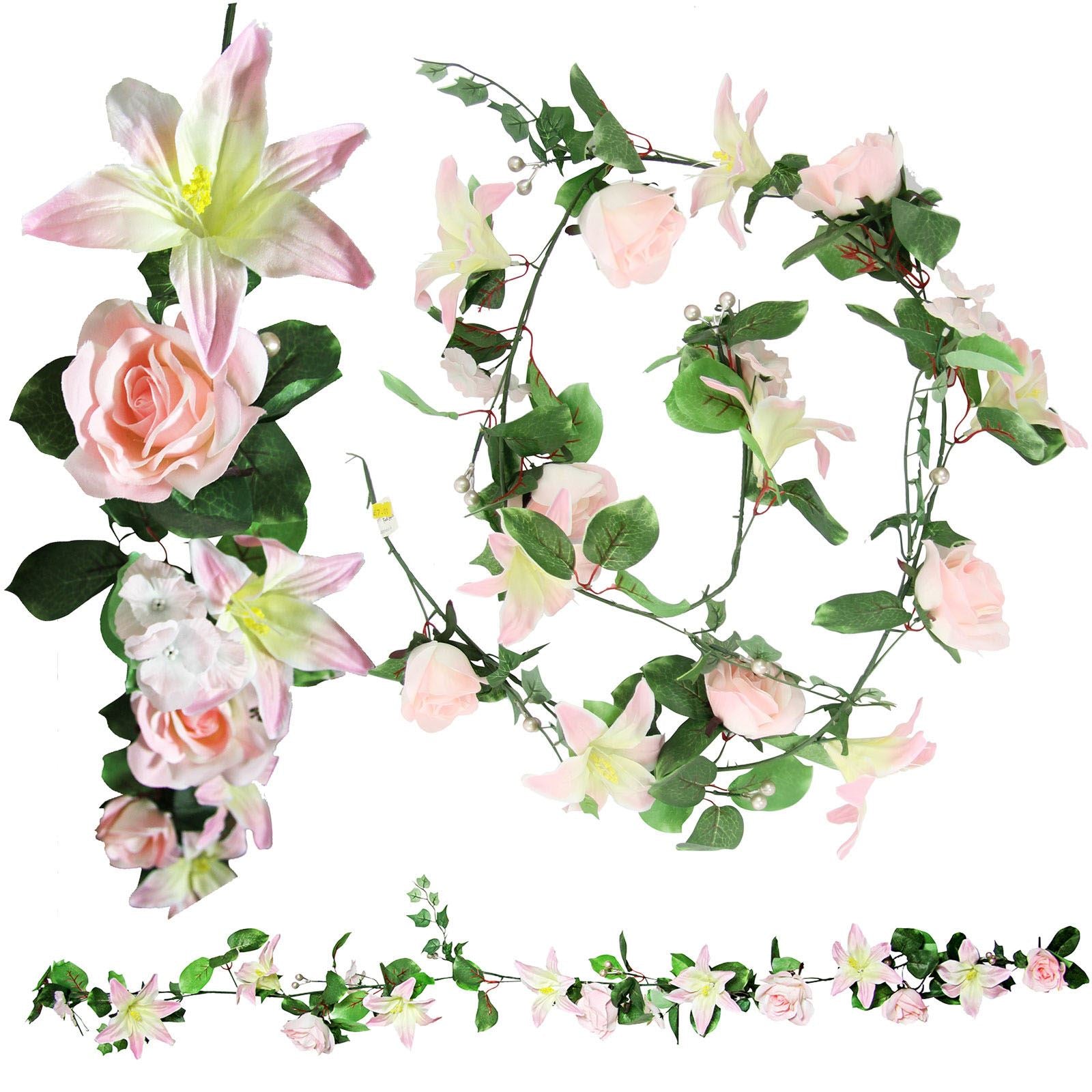 Premium Rose, Lily and Hydrangea Garland with Pearls