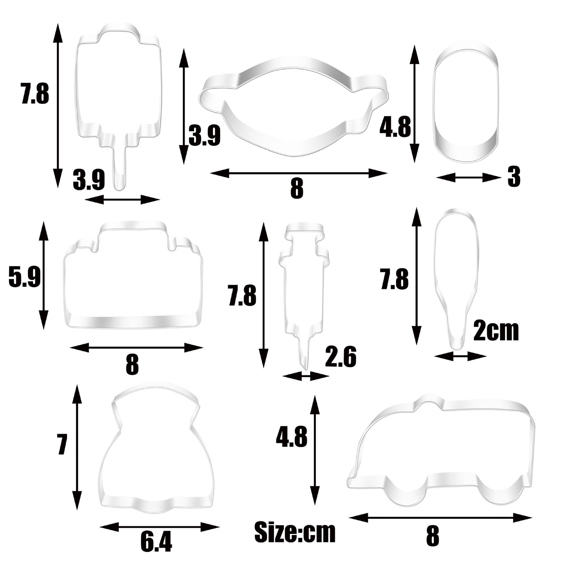 Stainless Steel Medical Kit Cookie Cutter and Cake Molds - Ambulance, First aid kit, and other shapes Biscuit cutter