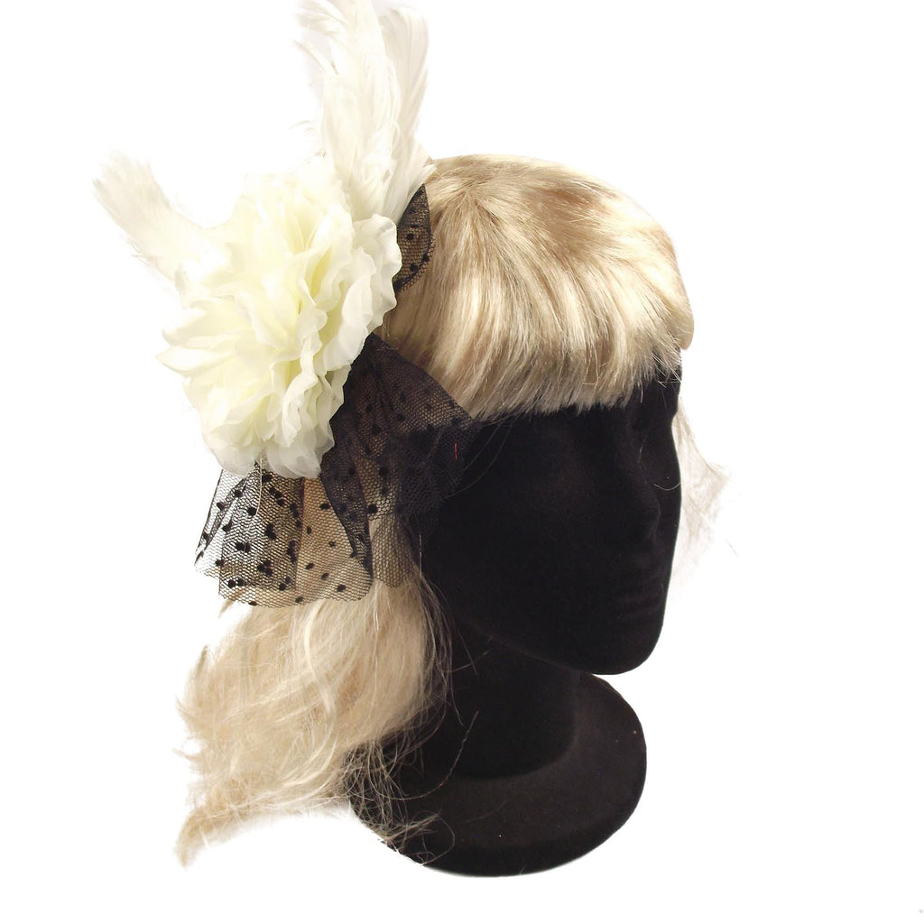 Burlesque Ostrich Feather and Diamond Fascinator