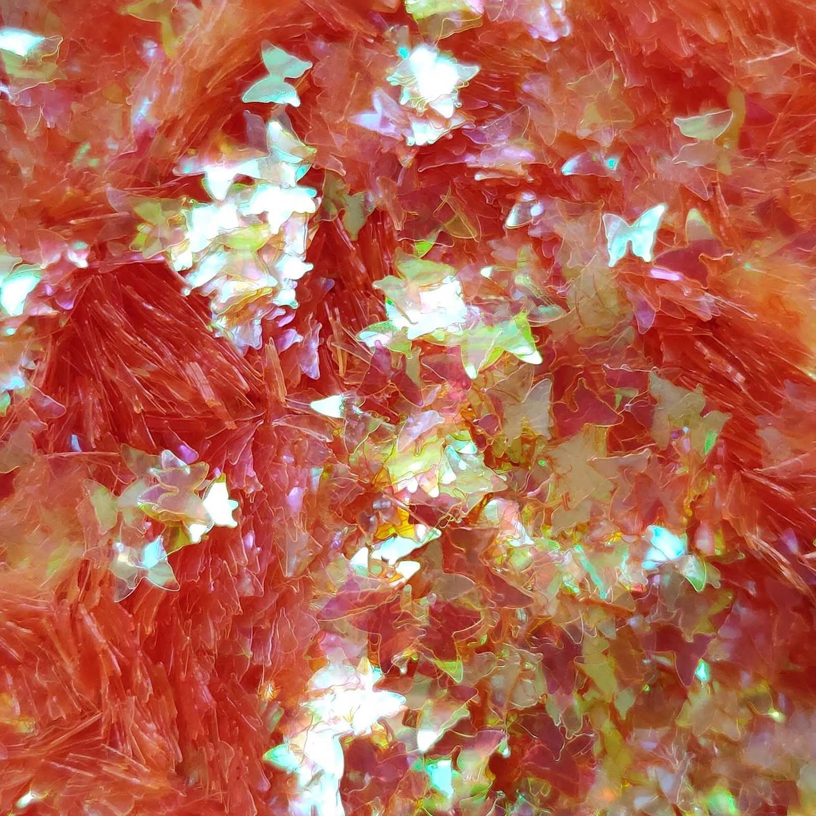 Glitter Elements - Iridescent Orange - 3mm Butterfly